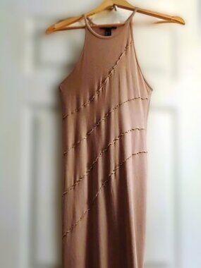 Forever 21 Taupe High-Neck Midi Dress